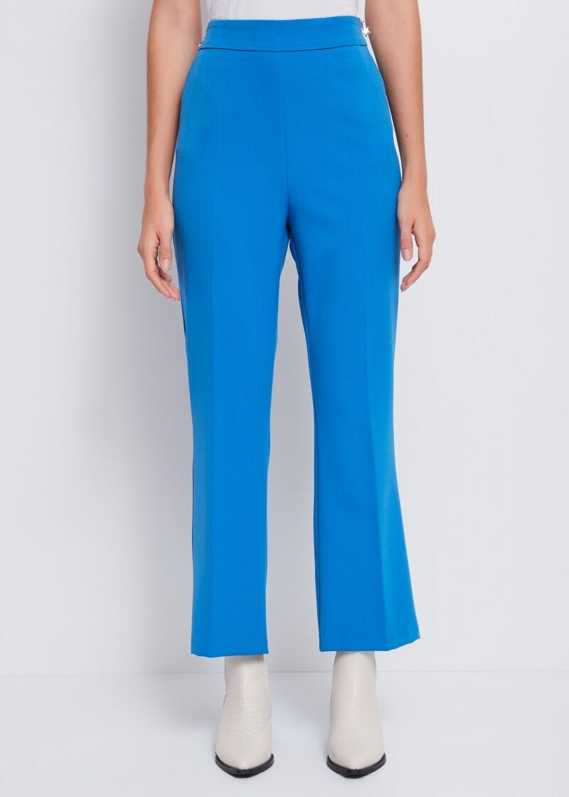 Flared two-way stretch trousers