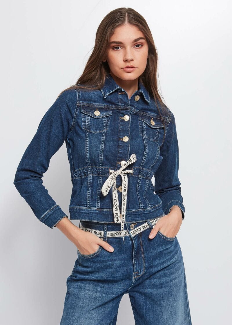 Giacca in denim con coulisse