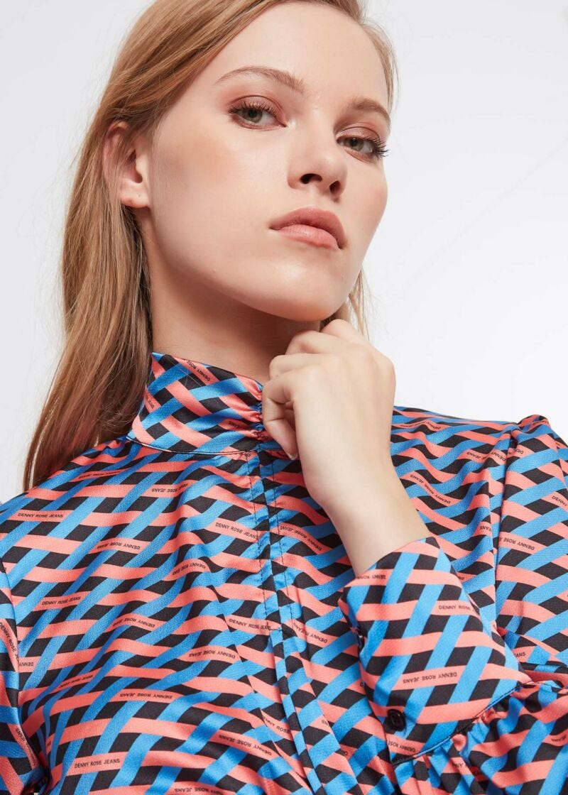 Blouse with geometric print