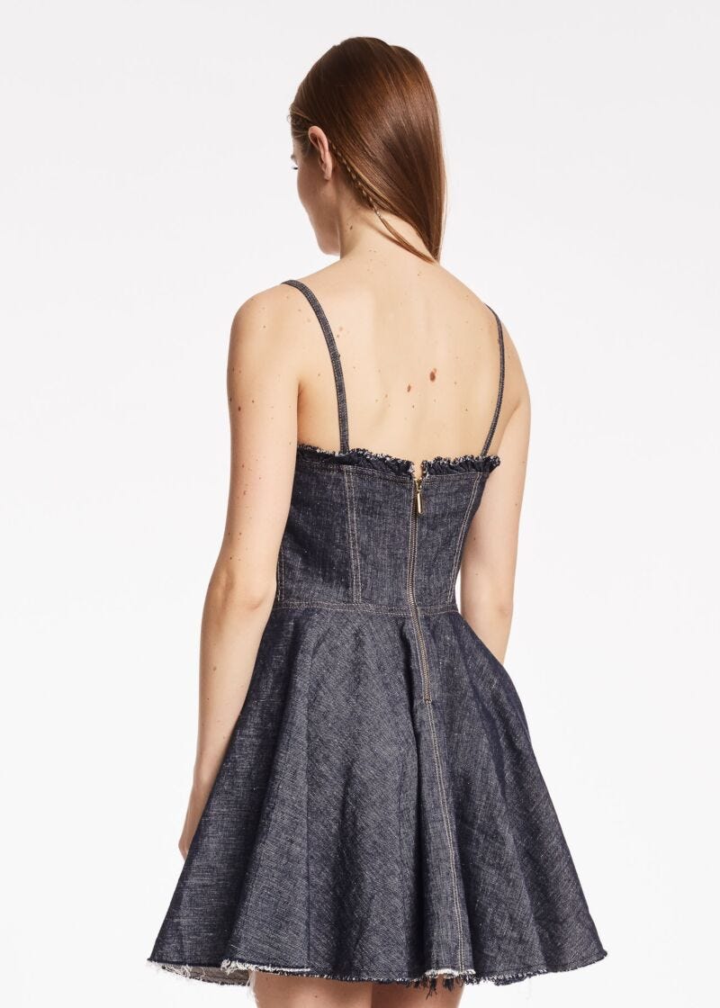 Dress in cotton-blend denim