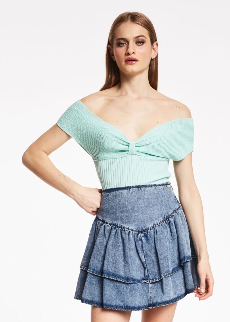 Jumper with off-the-shoulder neckline