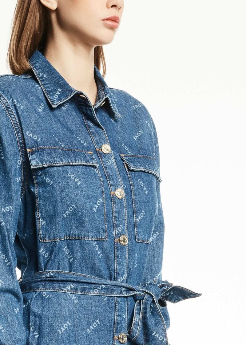 Denim dress with lettering