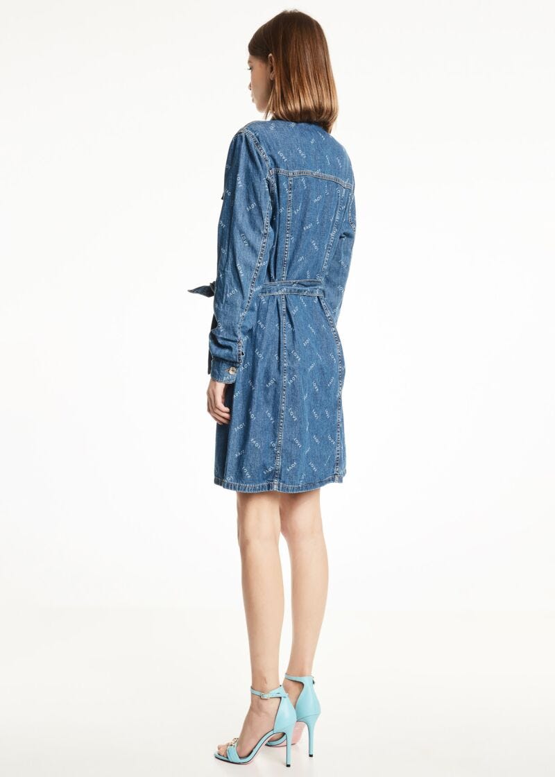 Denim dress with lettering