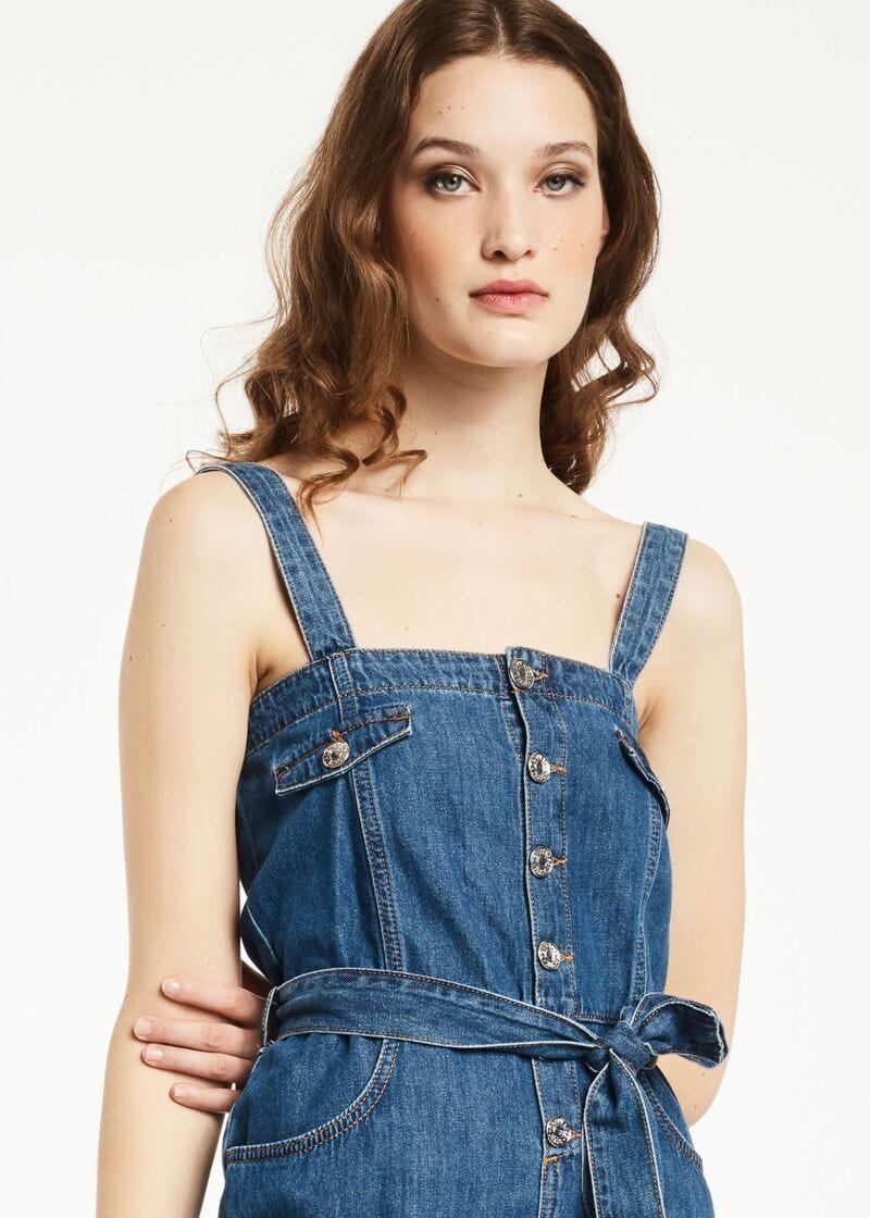 Strappy denim dress