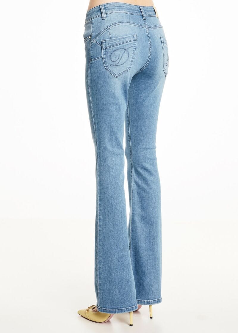 Worn-effect flared jeans