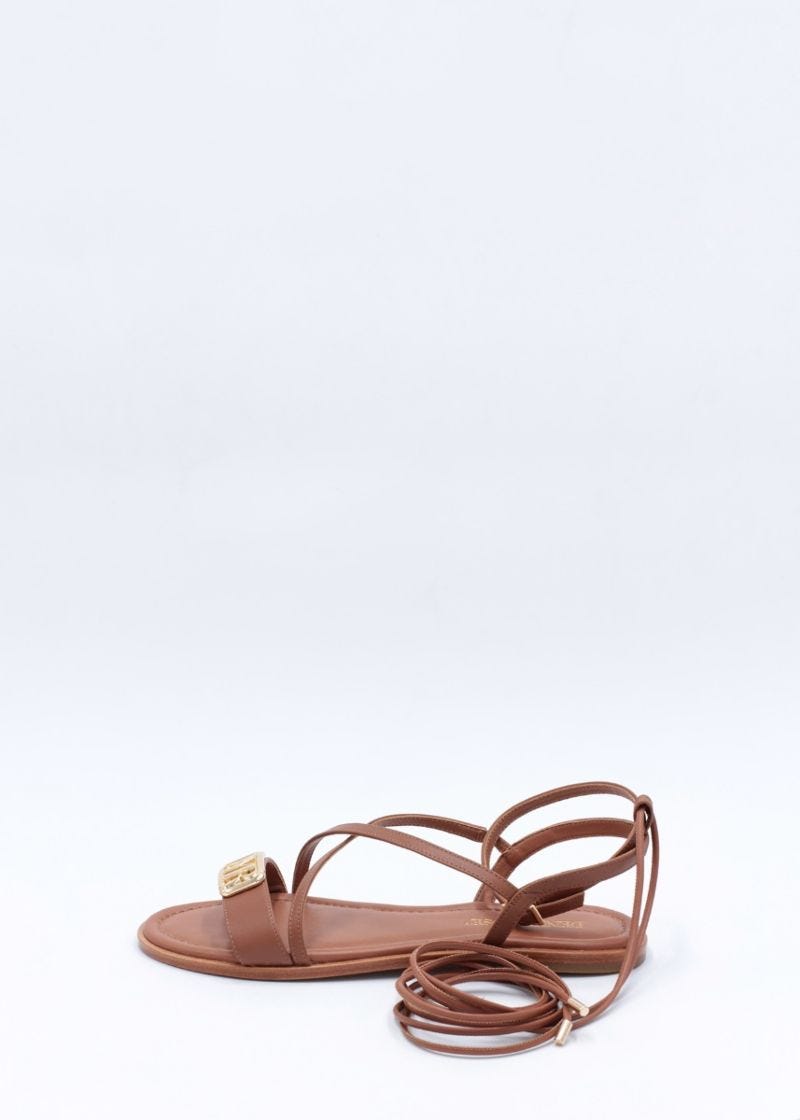 Flat leather strappy sandals