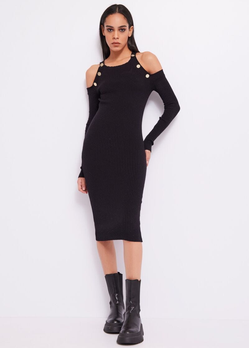 Knit dress with buttons