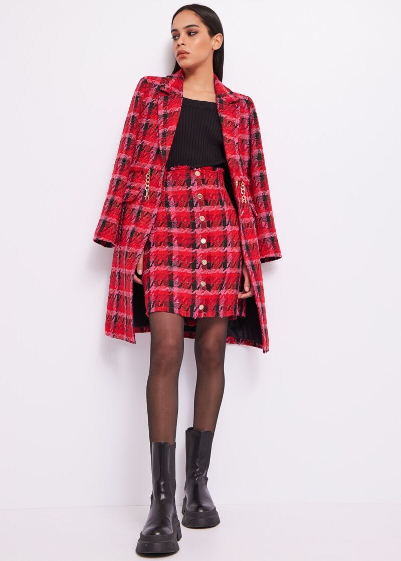 Dress with bouclé skirt
