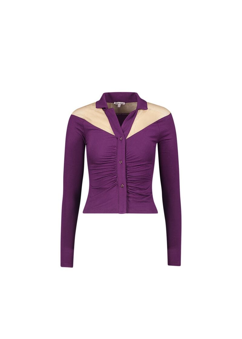 Shirt with tulle detail