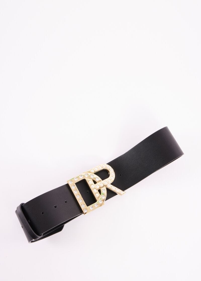 Belt with logo buckle