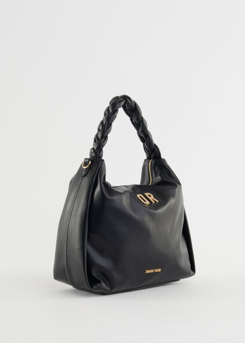 Faux-leather top-handle bag