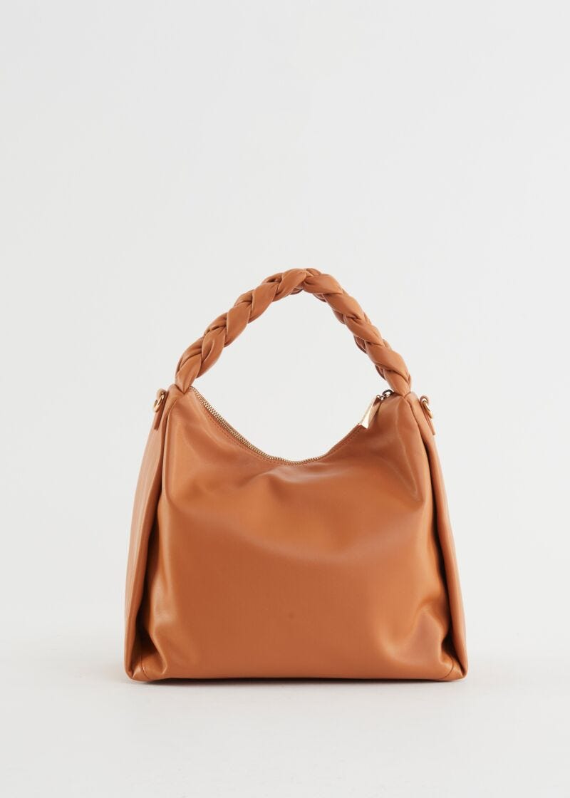 Faux-leather top-handle bag