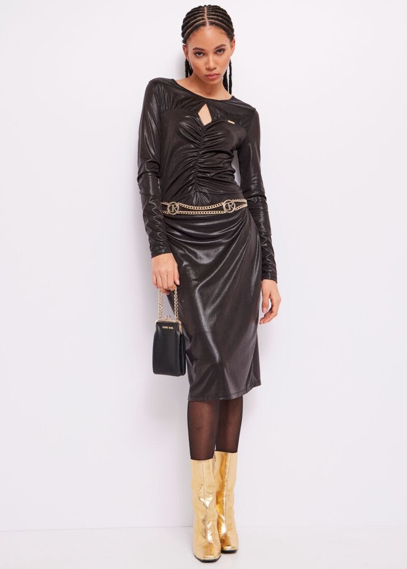 Laminated jersey dress