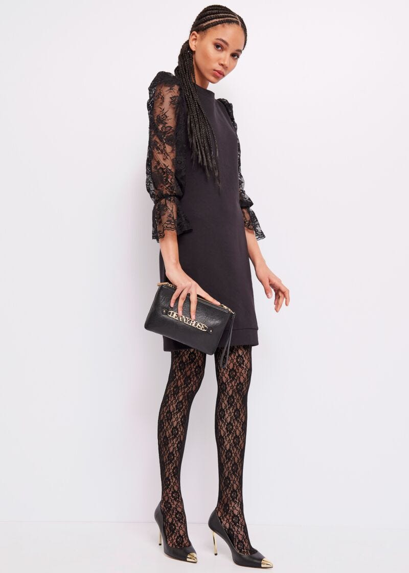 Vestito in felpa con pizzo