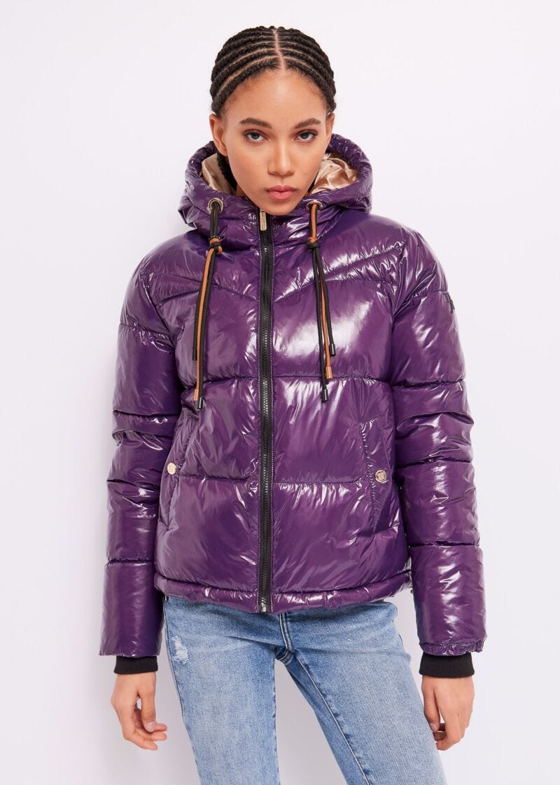 Piumino in nylon lucido