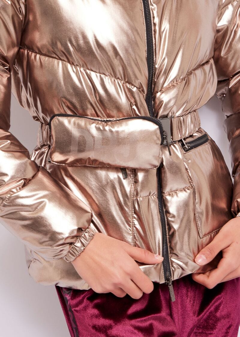 Piumino in nylon con cintura