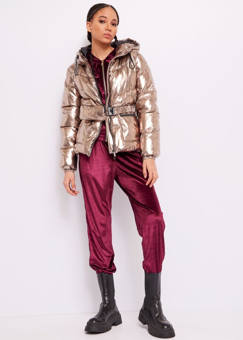 Piumino in nylon con cintura