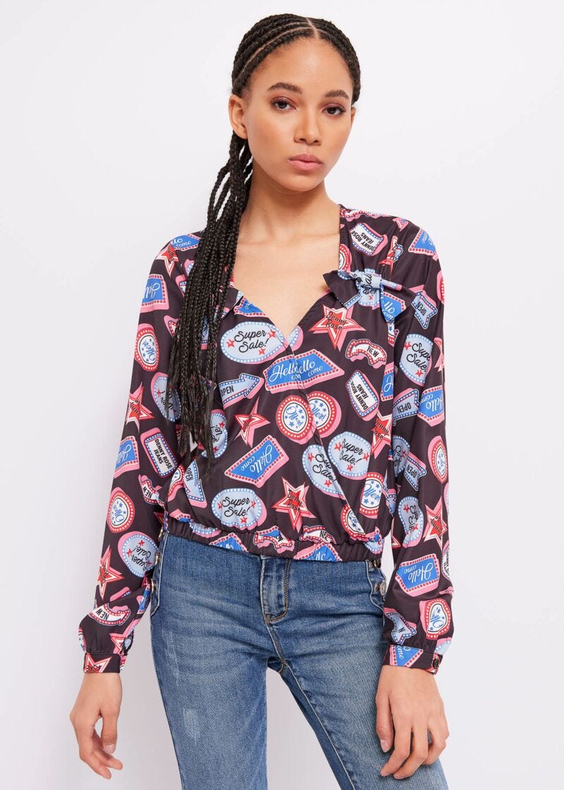 Printed satin blouse