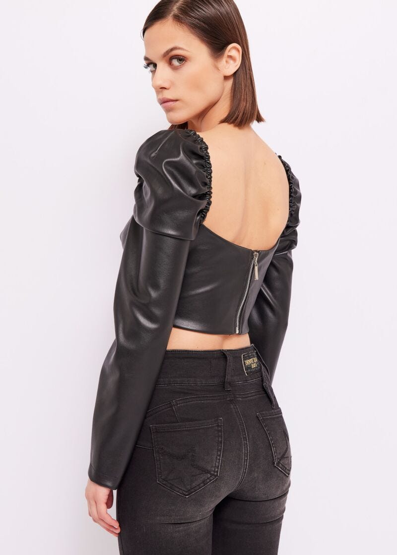 Faux-leather top