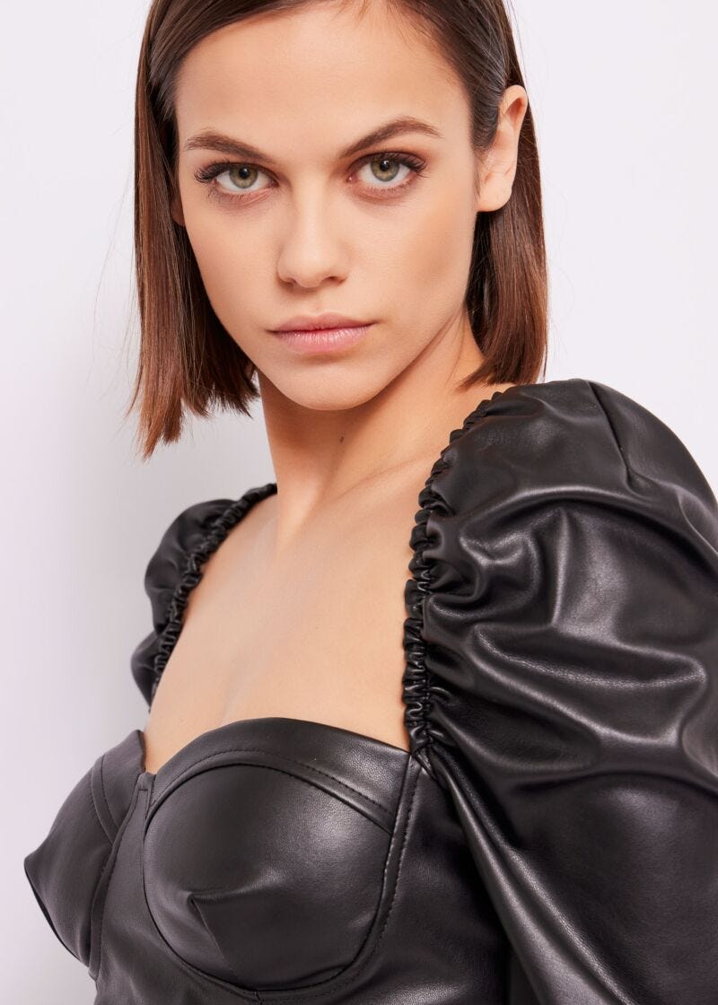 Faux-leather top