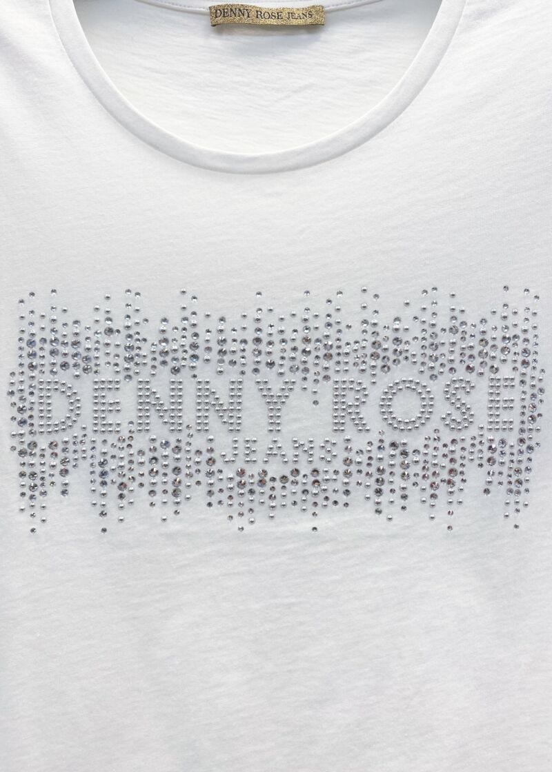 T-shirt con logo e strass