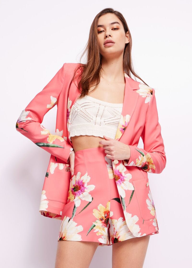 Floral-print blazer