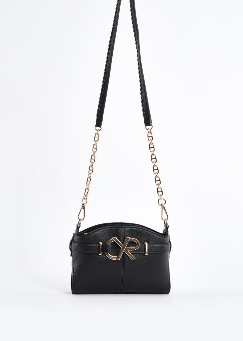 Eco-leather crossbody bag with logo