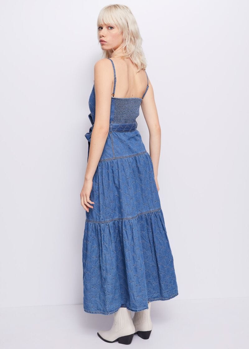 Denim dress with lettering