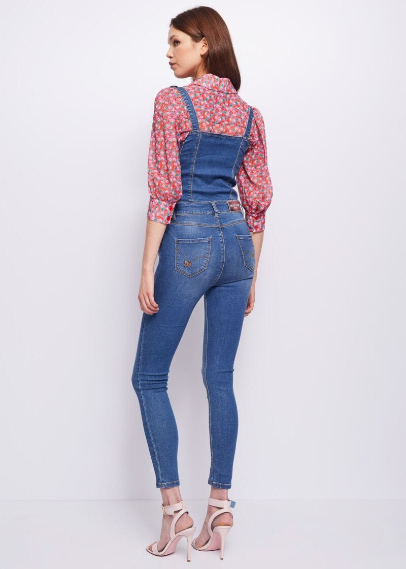 Stretch denim jumpsuit