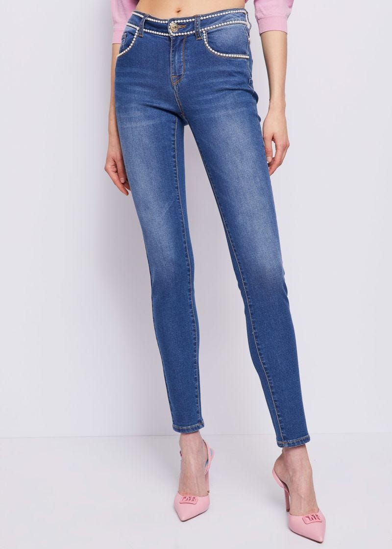 Jeans skinny con perline