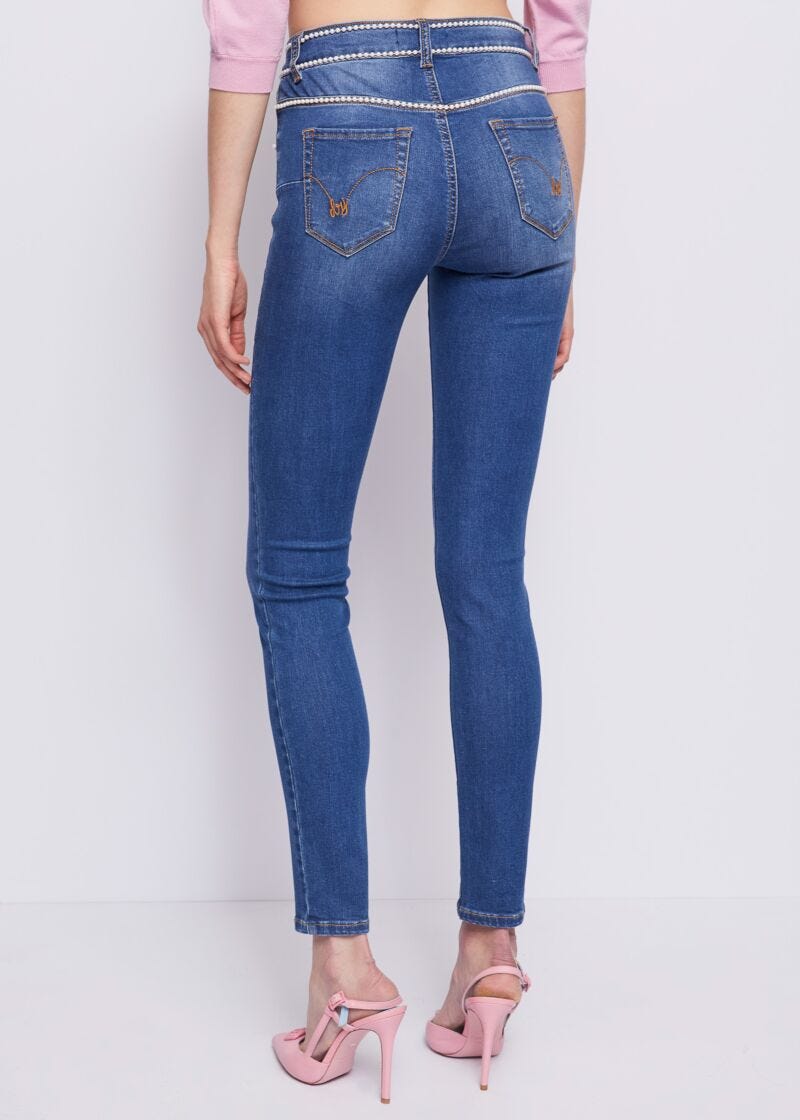 Jeans skinny con perline