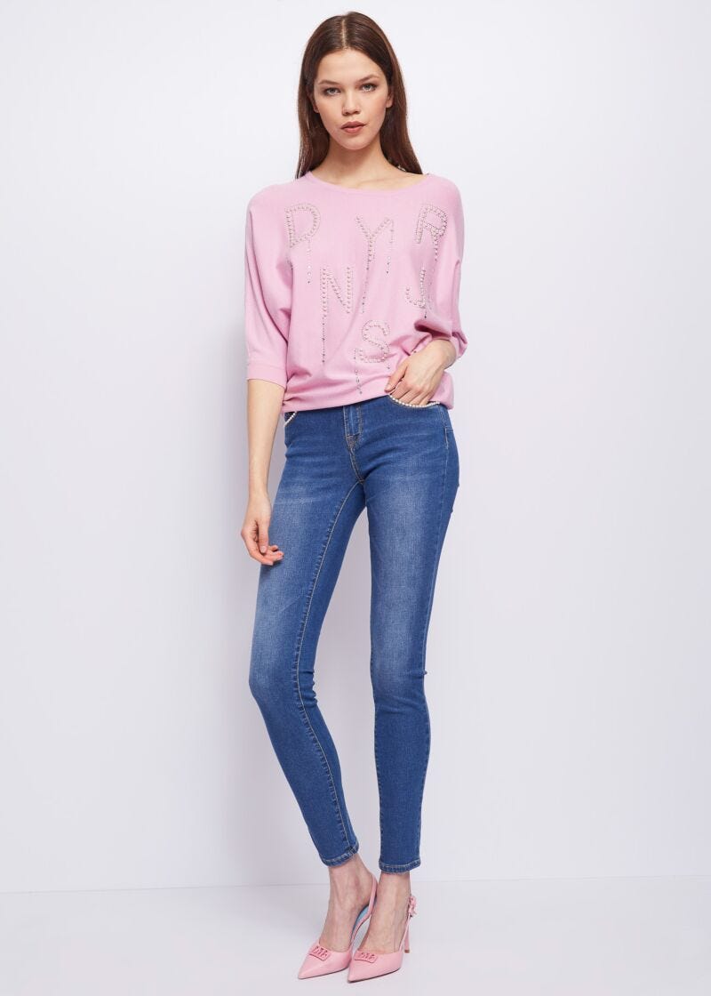 Jeans skinny con perline