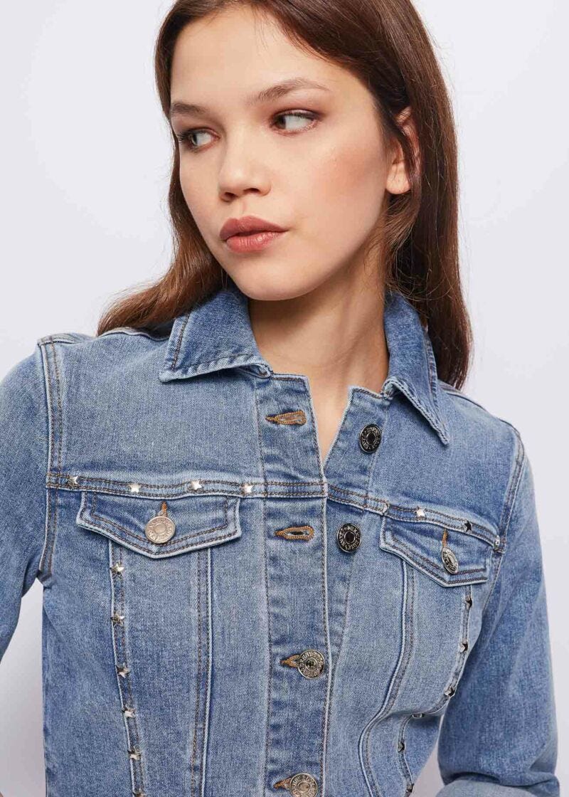 Denim jacket with studs