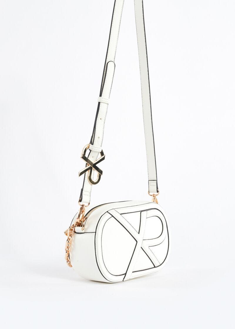 Eco-leather crossbody bag with logo