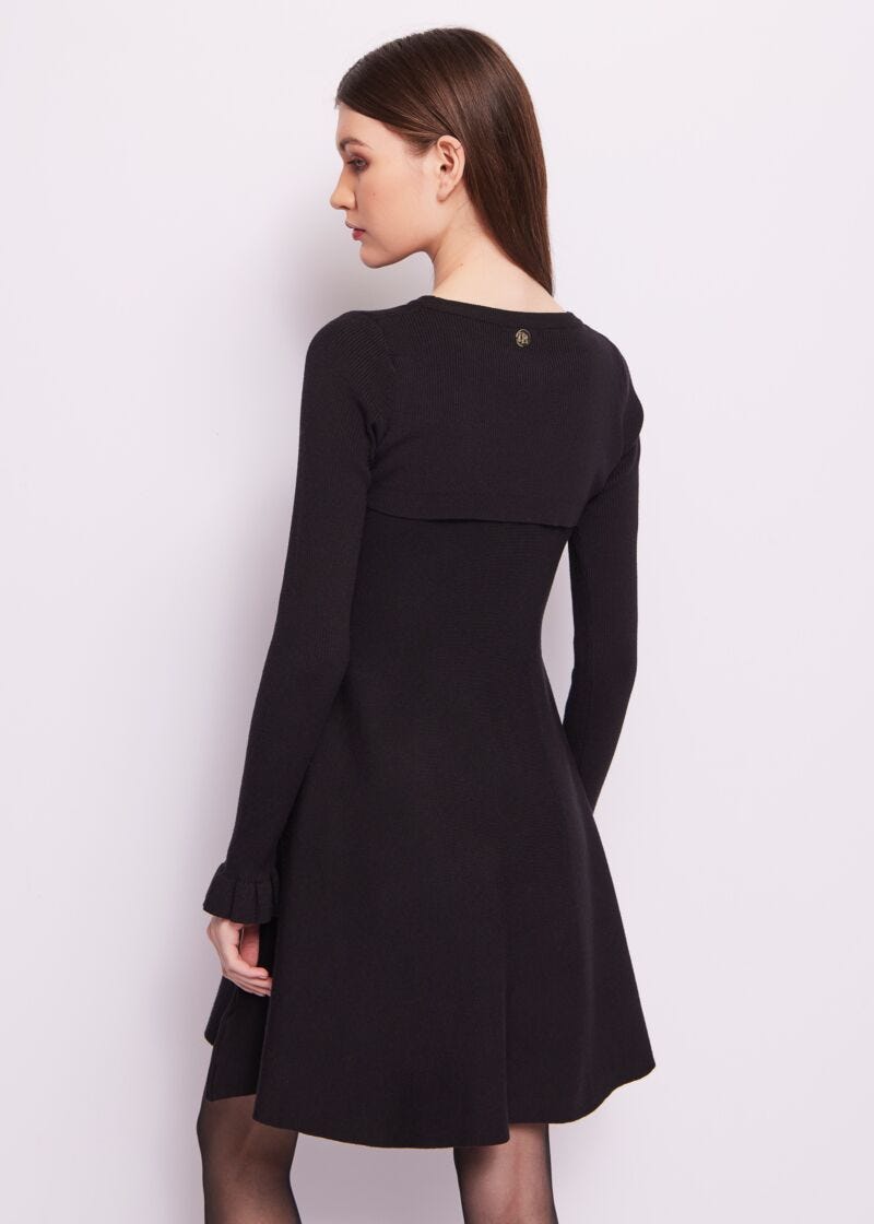 Black knitted mini dress