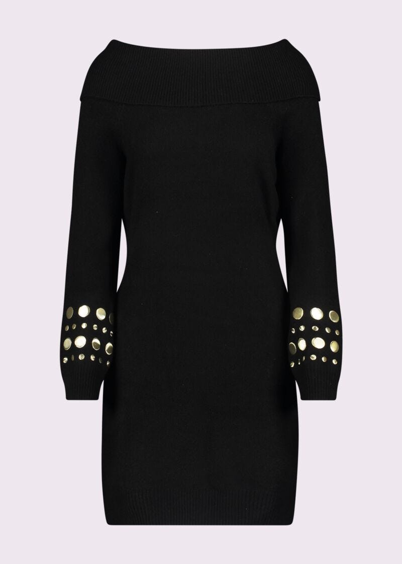 Black wool-blend mini dress