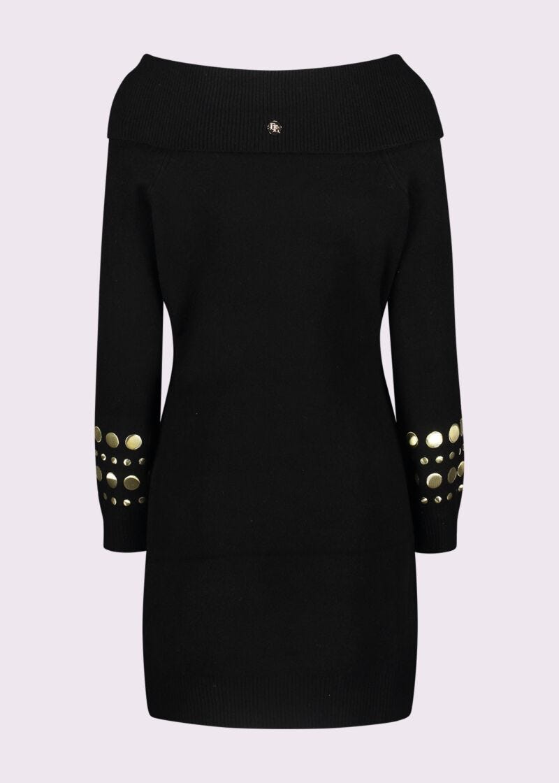 Black wool-blend mini dress