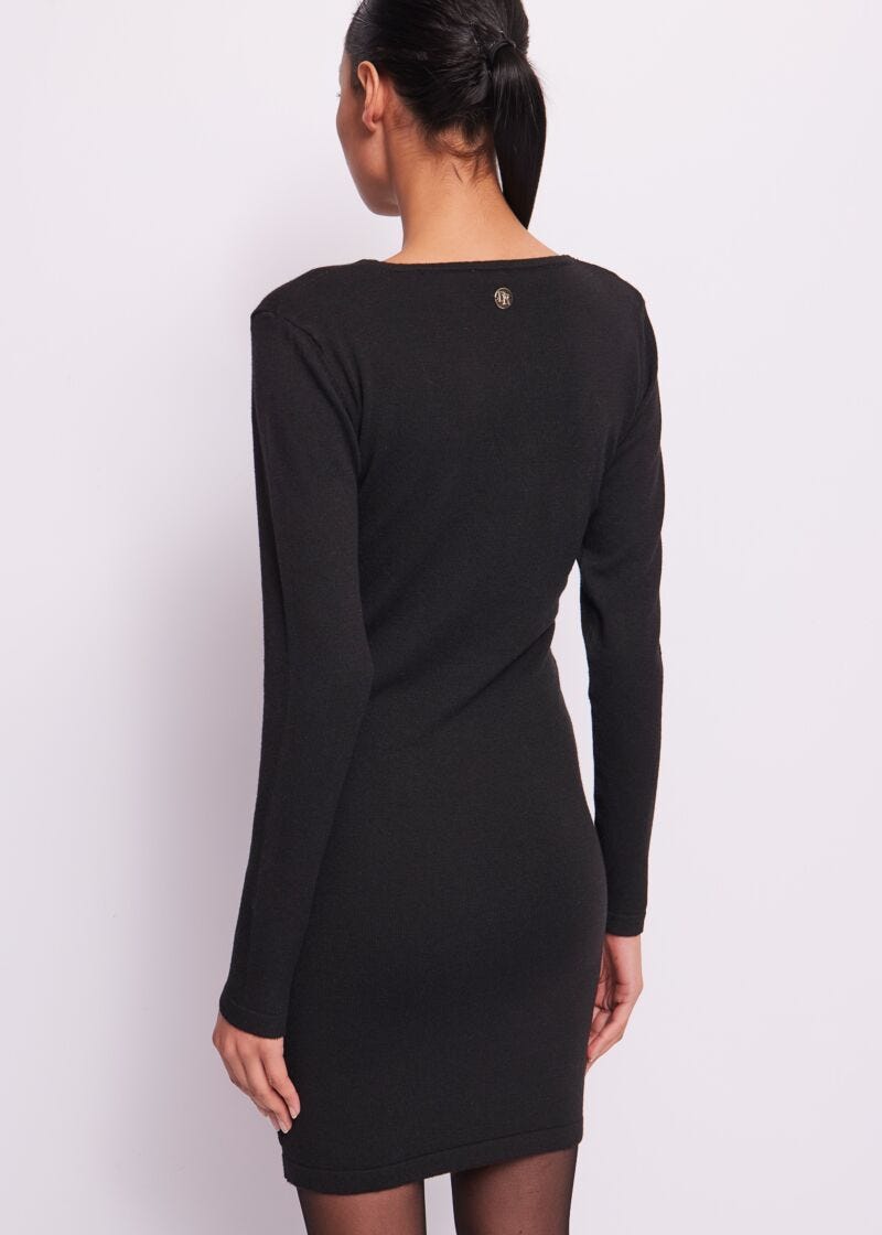 Black wool-blend mini dress