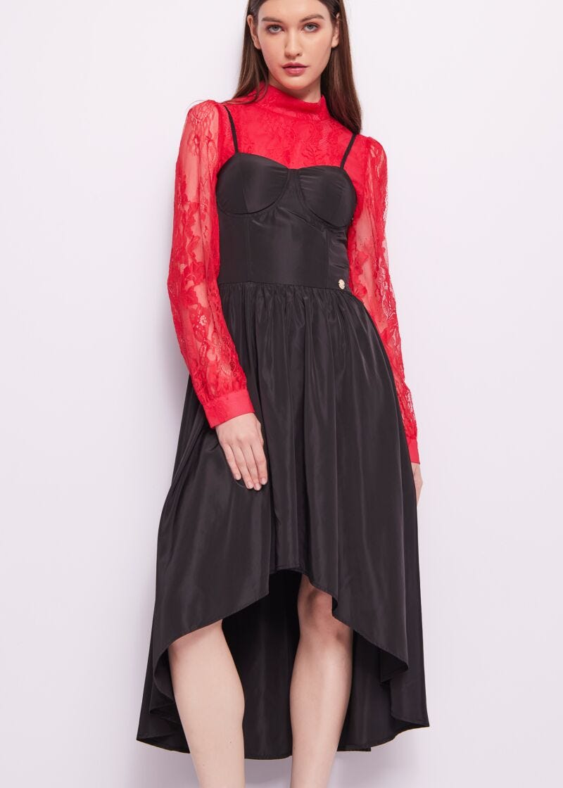 Vestido negro de tafetán