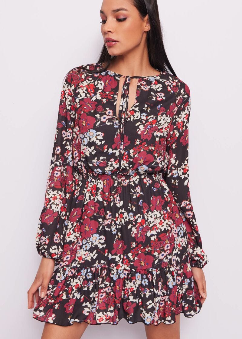 Mini abito in georgette floreale