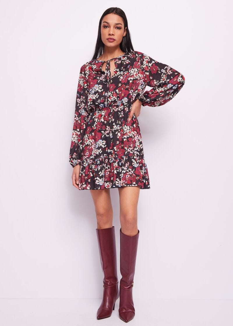 Mini abito in georgette floreale