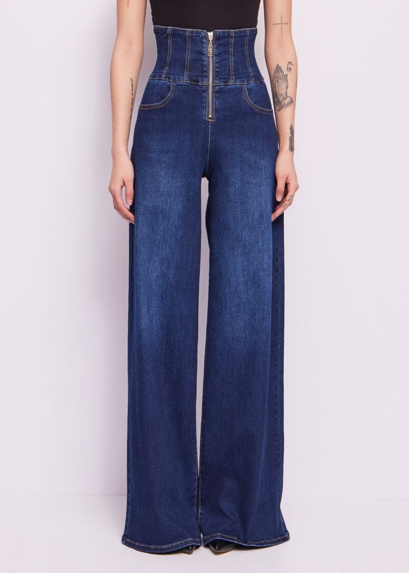 High-rise cotton-blend jeans