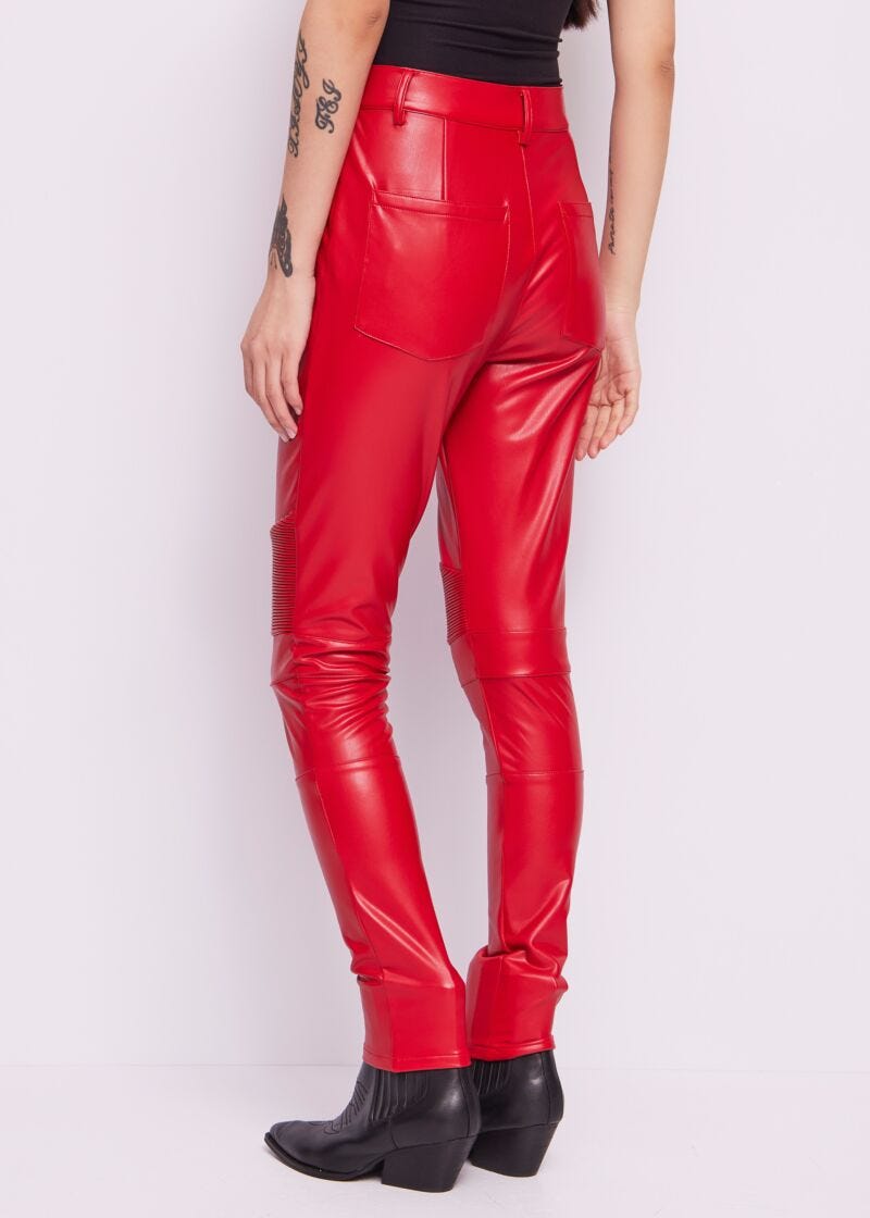 Red leatherette trousers
