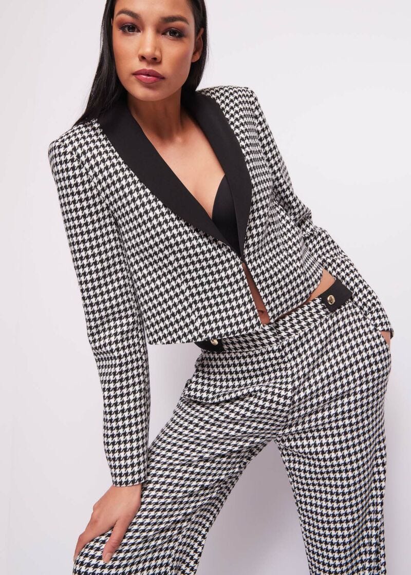Cropped houndstooth blazer