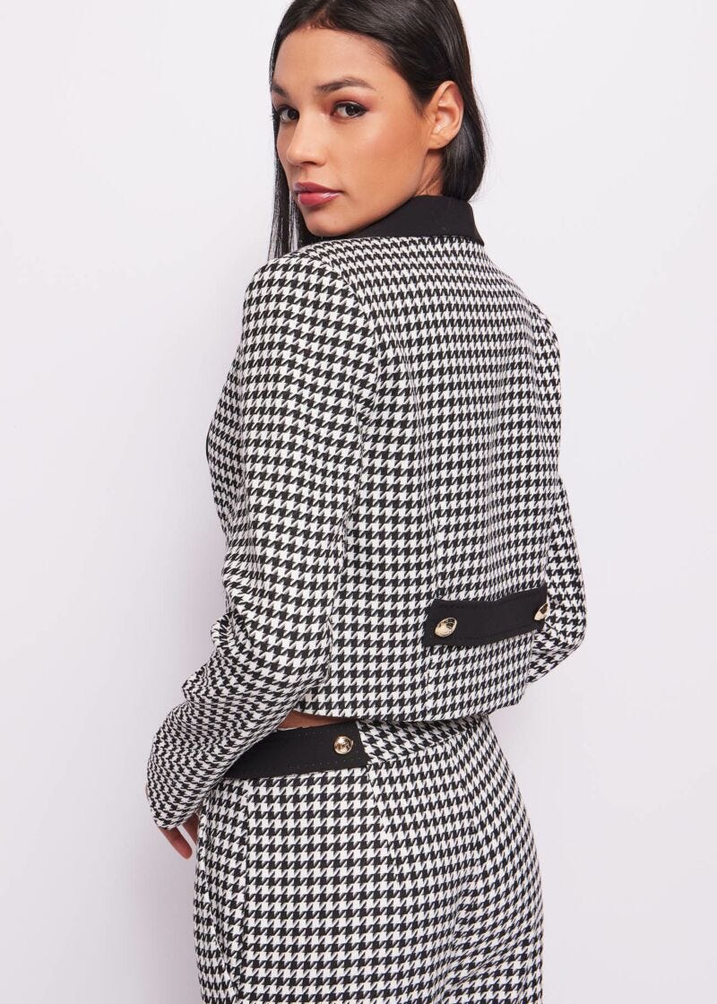 Cropped houndstooth blazer