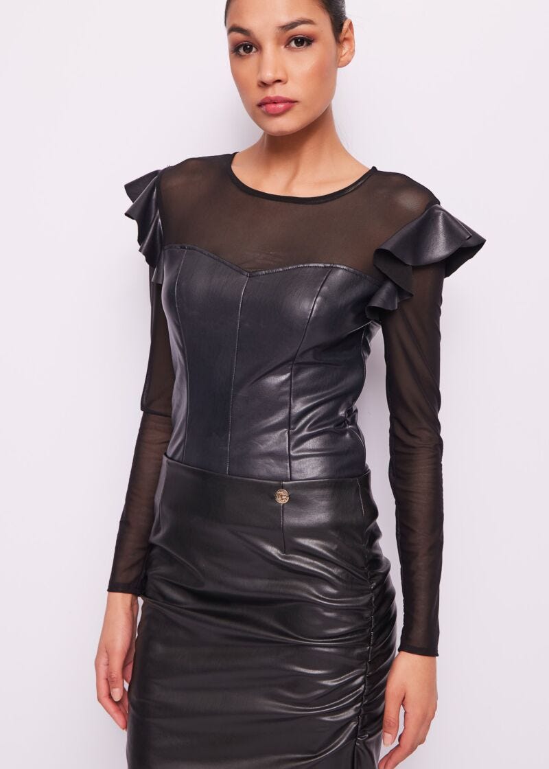 Black leatherette t-shirt