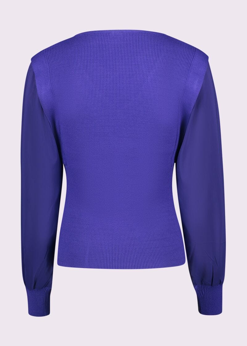 Purple ribbed jumper with buttons
