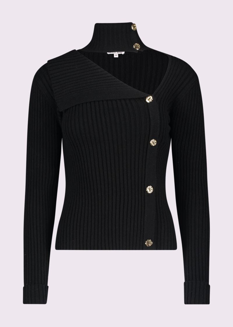 Black ribbed jumper with buttons