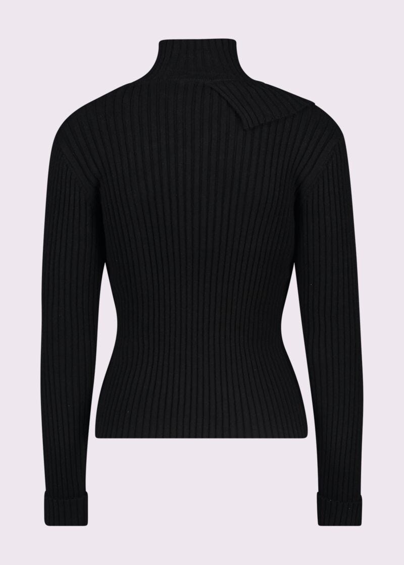 Black ribbed jumper with buttons