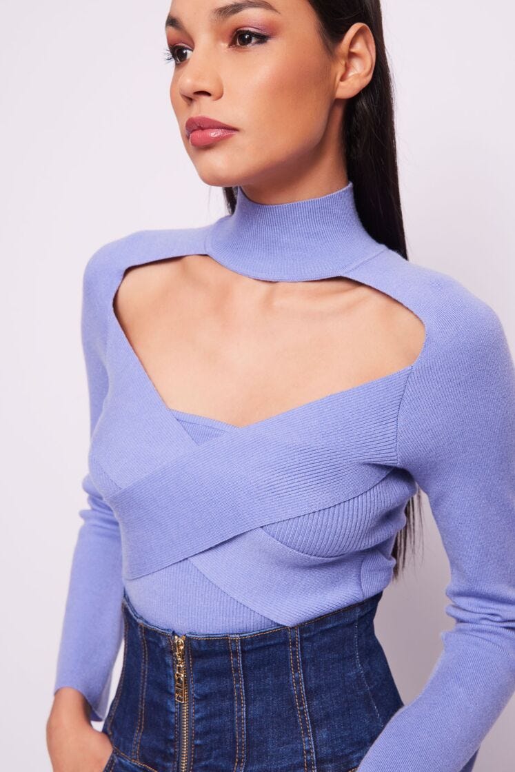 Maglia viola incrociata